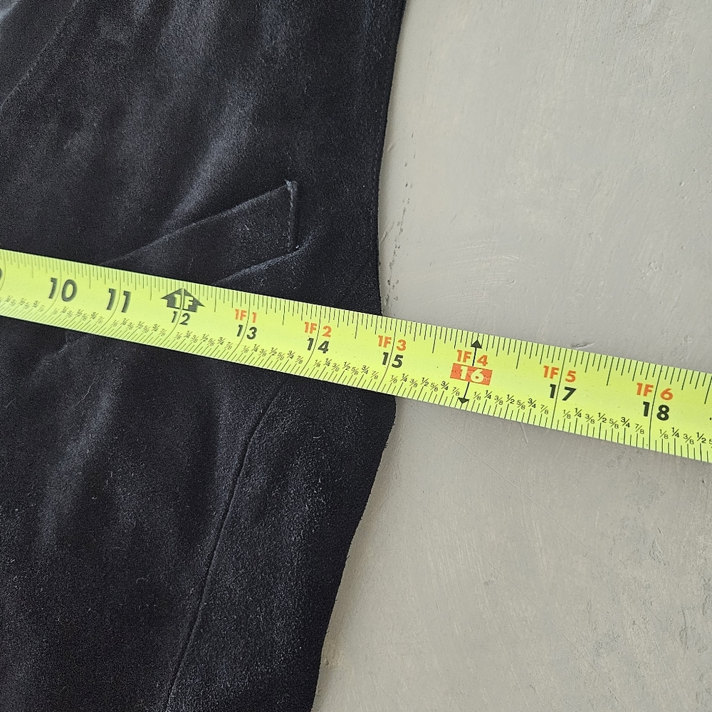 Georges Rech Vintage Black Suede With Engraved Gold Buttons Slim Vest - Picture 7 of 12